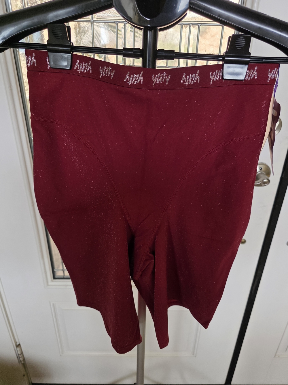 YITTY : Maroon High-Waist Shimmer Bike Shorts
